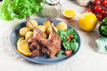 Duck legs confit with boiled potatoes