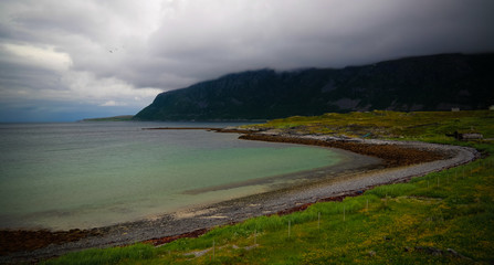 Fototapeta na wymiar landscape view to Porsangerfjorden near Indre Billefjord village , Finnmark, Norway