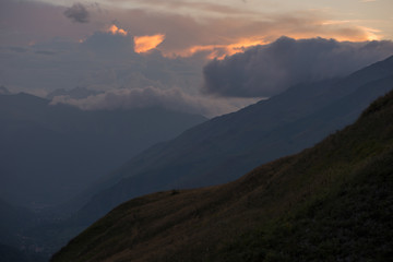 Cloudy sunset in the mountains of Valle de Aran