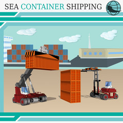 The logistics concept of sea container transportation