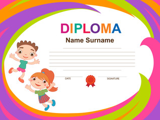 Kids Diploma certificate background design template banner