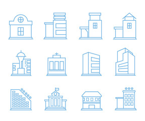 building icons, outline icons