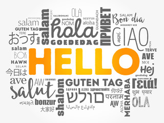 Fototapety  Hello word cloud in different languages of the world, background concept