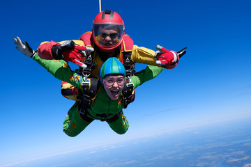 Skydiving. Tandem jump.