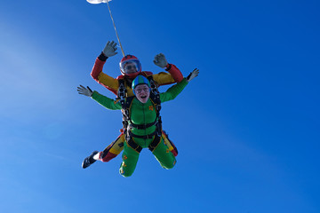 Skydiving. Tandem jump.