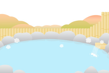 風景　温泉　露天風呂　岩風呂　紅葉