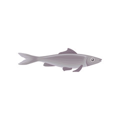 Fototapeta premium Flat vector icon of big swimming fish, side view. Marine creature. Inhabitant of ocean
