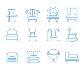 sofa icons set
