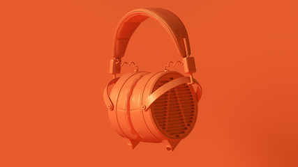 Orange Vintage Headphones 3D illustration 3d render