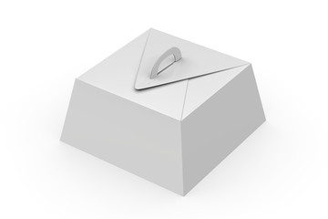 White Blank Gift Packaging Box with Handle mock up for Cake and Pie, Mock-up Template on Isolated White Background, 3D Illustration