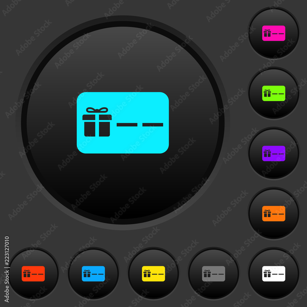Poster gift card with placeholder dark push buttons with color icons