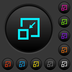 Shrink window dark push buttons with color icons