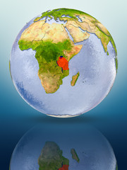 Tanzania on globe