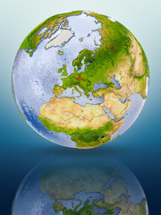 Czech republic on globe