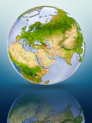 Fototapeta premium Azerbaijan on globe