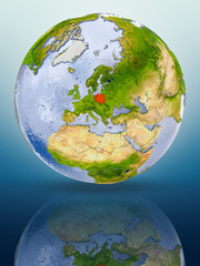 Poland on globe