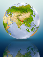 Nepal on globe