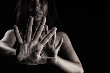 Human trafficking, Stop abusing violence woman, slave..