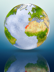 Western Sahara on globe