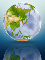 South Korea on globe