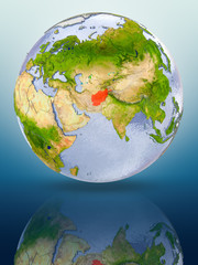 Afghanistan on globe