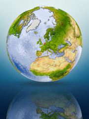 Netherlands on globe