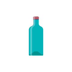 Bottle glass whiskey flat design. Vector illustration