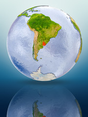Uruguay on globe