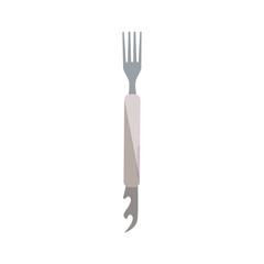 Folding fork camping tool. Vector illustration