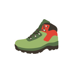 Hiking boot icon in flat style isolated on white background. Shoes mountain symbol stock. Vector footwear illustration