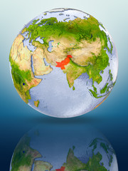 Obraz na płótnie Canvas Pakistan on globe
