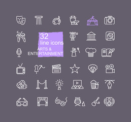 Arts and Entertainment icon set. Vector illustration
