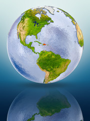 Dominican Republic on globe