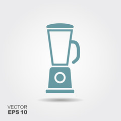 Electric blender. Kitchen appliance, equipment isolated on white. Flat vector icon