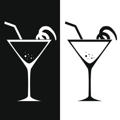 Glass of martini. Two-tone version on black and white background. Vector illustration