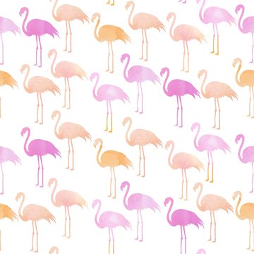 Flamingo. Tropical. Exotical. Watercolor. Seamless pattern.Illustration.