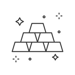 shiny gold bar icon, wealth concept, editable stroke outline