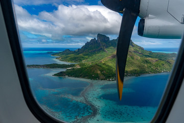 bora bora french polynesia aerial airplane view