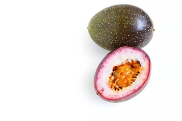 Fresh Passion Fruit on White Background 