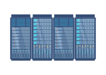Server rack, network station, database hosting, storage, cloud storage, administration.