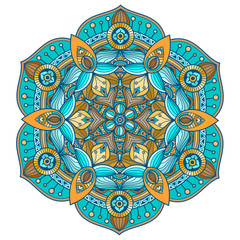 Vector round abstract circle. Mandala style. Decorative element, colored circular design element.