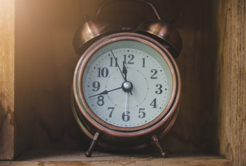 retro clock on wooden case