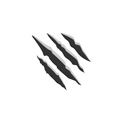Claw scratchs black silhouette. Vector werewolf symbol