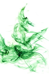 Green smoke on white background