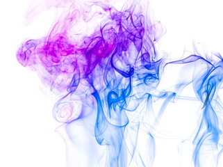 Colored smoke on white background