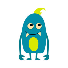 Cartoon flat monsters big icon. Colorful kid toy cute monster. Vector