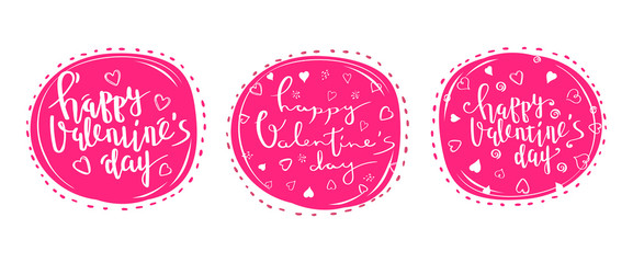 Lettering set for valentine's day with doodle hearts.