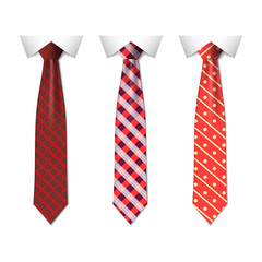 Blue plain and striped ties. Vector illustration