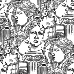 Classical pattern of Venus de Milo and columns © Ekaterina Glazkova