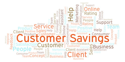 Customer Savings word cloud.